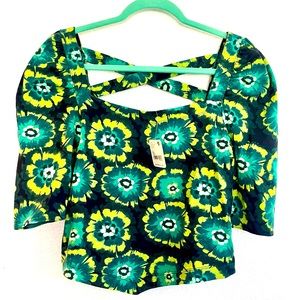 Free People Revolve NWT Give Me More Top Strappy Back Black Combo Green